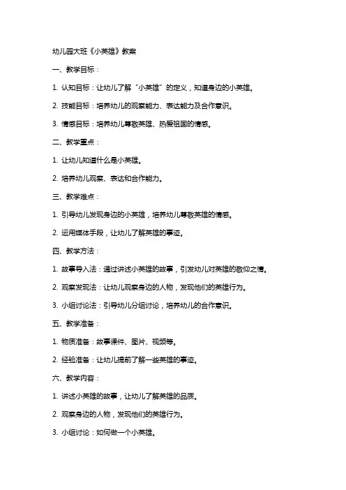 幼儿园大班《小英雄》教案