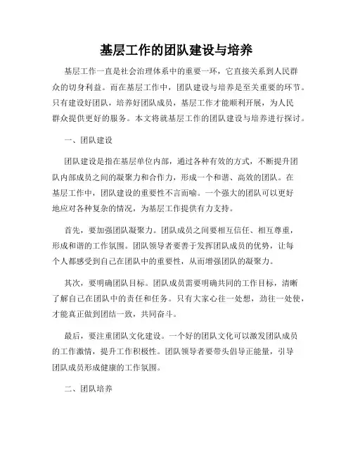 基层工作的团队建设与培养