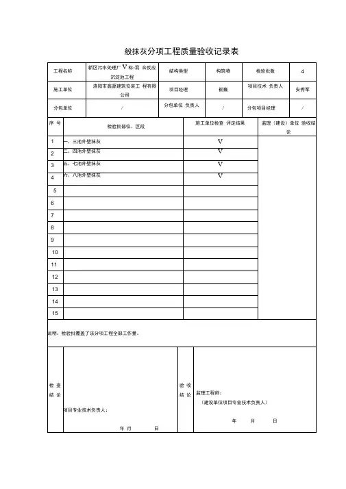 装饰装修分项工程质量验收记录表