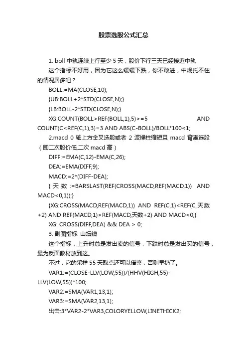 股票选股公式汇总