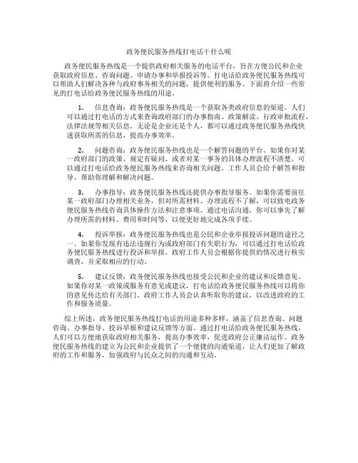 政务便民服务热线打电话干什么呢
