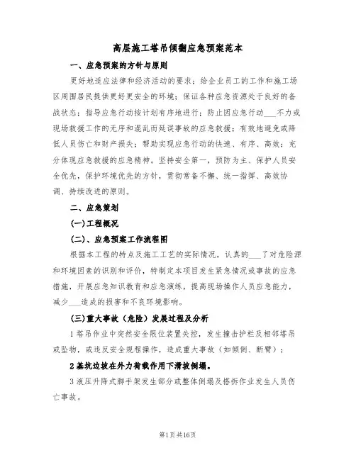 高层施工塔吊倾翻应急预案范本(3篇)