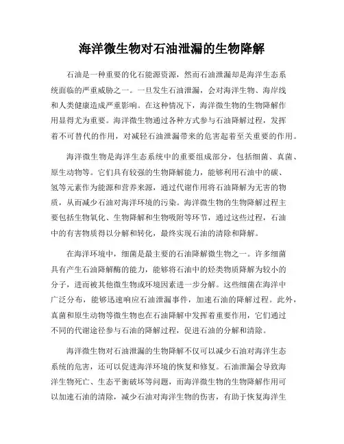 海洋微生物对石油泄漏的生物降解