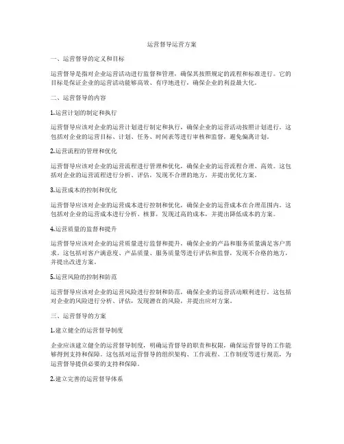 运营督导运营方案