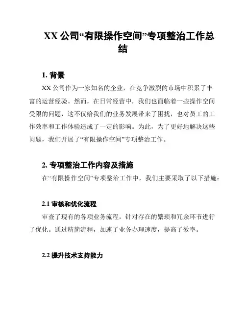 XX公司“有限操作空间”专项整治工作总结