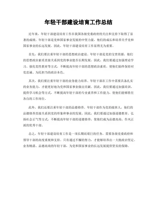 年轻干部建设培育工作总结