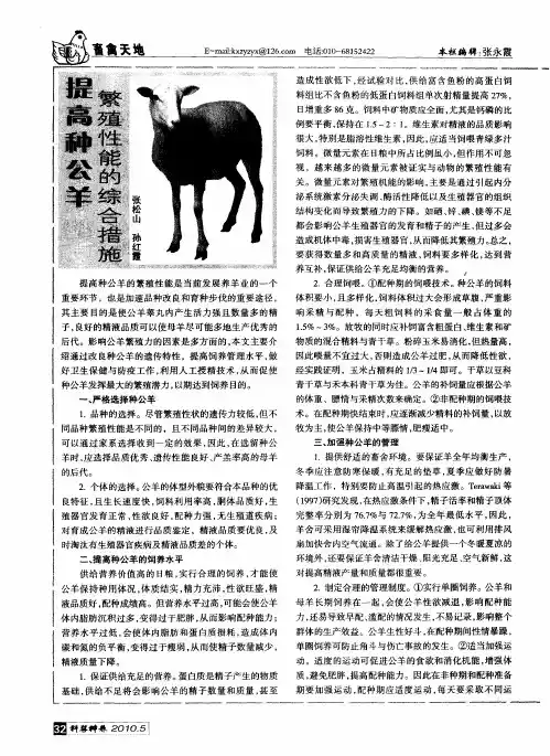 提高种公羊繁殖性能的综合措施