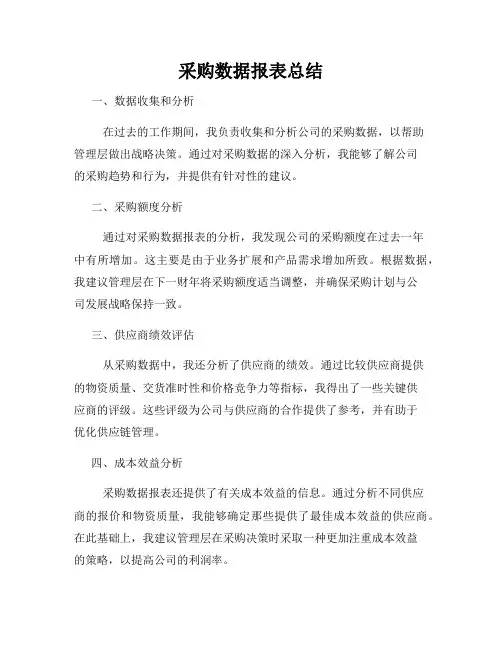 采购数据报表总结