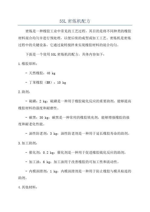 55L密炼机配方