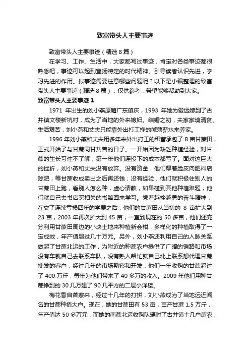 致富带头人主要事迹