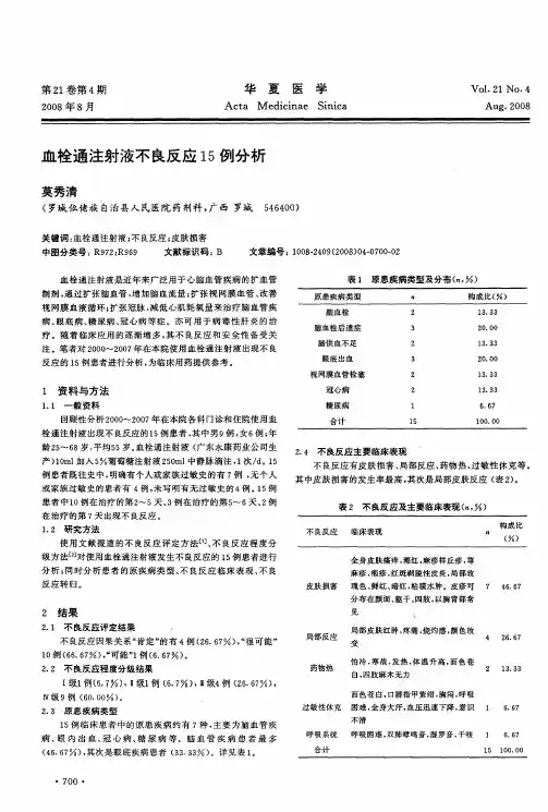 血栓通注射液不良反应15例分析