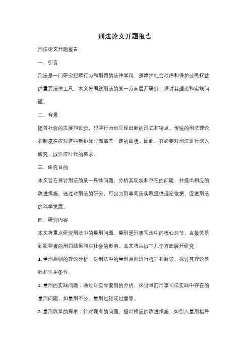 刑法论文开题报告