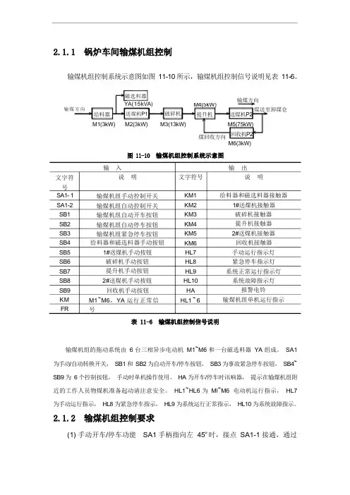 锅炉车间输煤机组控制