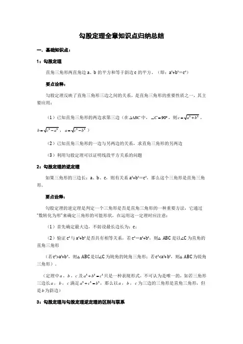 勾股定理全章知识点归纳总结