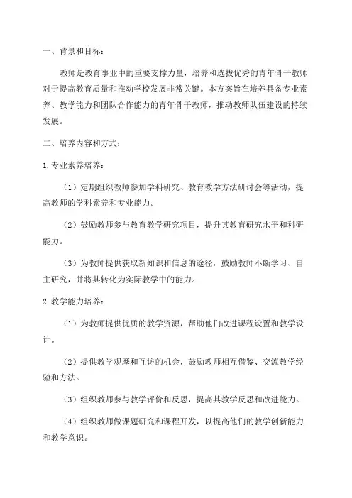 青年骨干教师培养方案