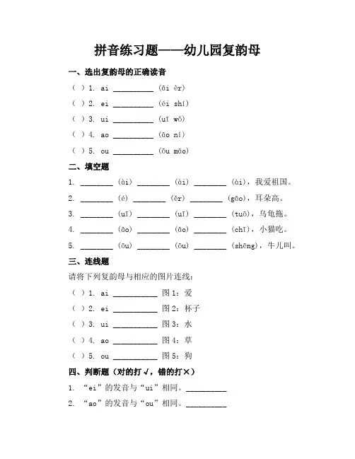 拼音练习题幼儿园复韵母