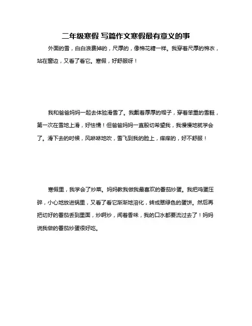 二年级寒假 写篇作文寒假最有意义的事