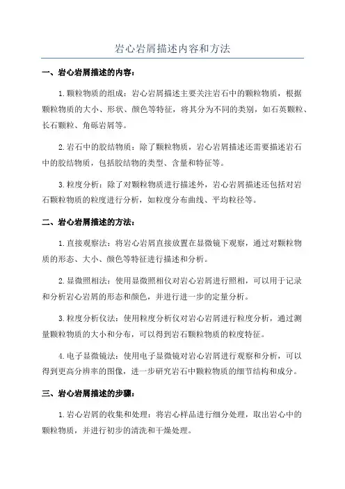 岩心岩屑描述内容和方法