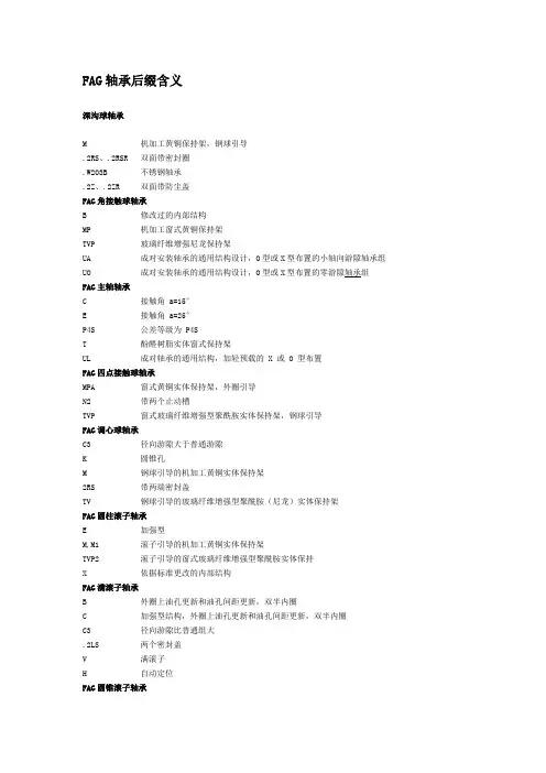 FAG技术资料-后缀含义