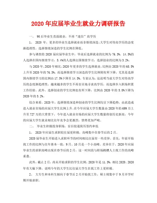 2020年应届毕业生就业力调研报告