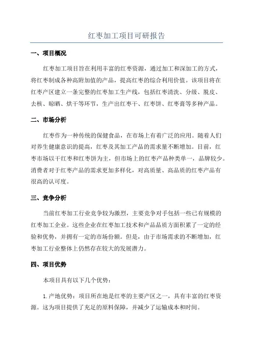 红枣加工项目可研报告