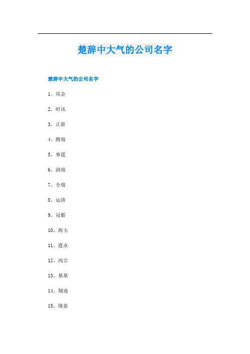 楚辞中大气的公司名字