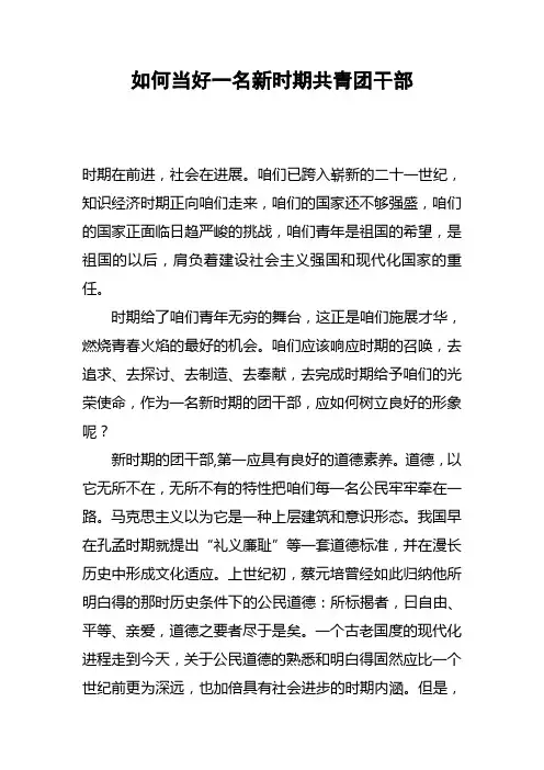 如何当好一名新时期共青团干部
