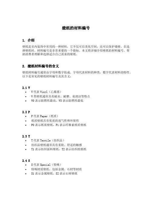 壁纸的材料编号
