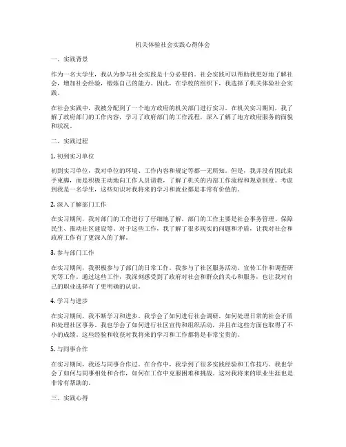 机关体验社会实践心得体会