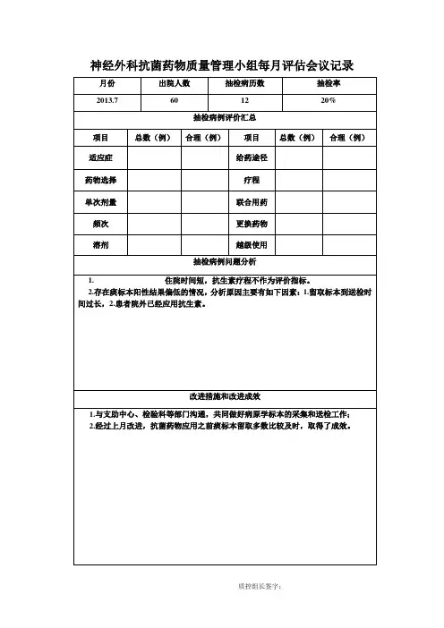 抗菌药物使用情况总结分析