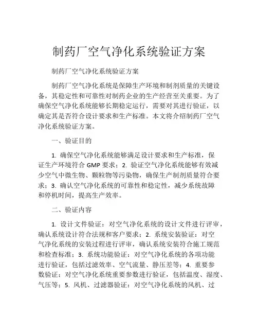 制药厂空气净化系统验证方案