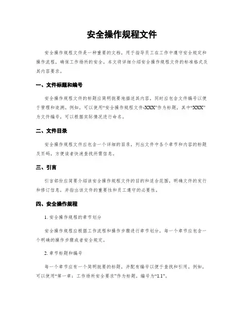 安全操作规程文件