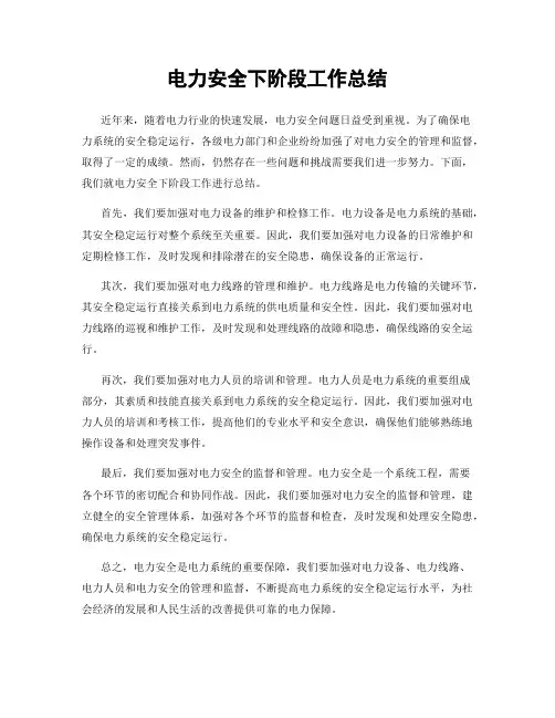 电力安全下阶段工作总结