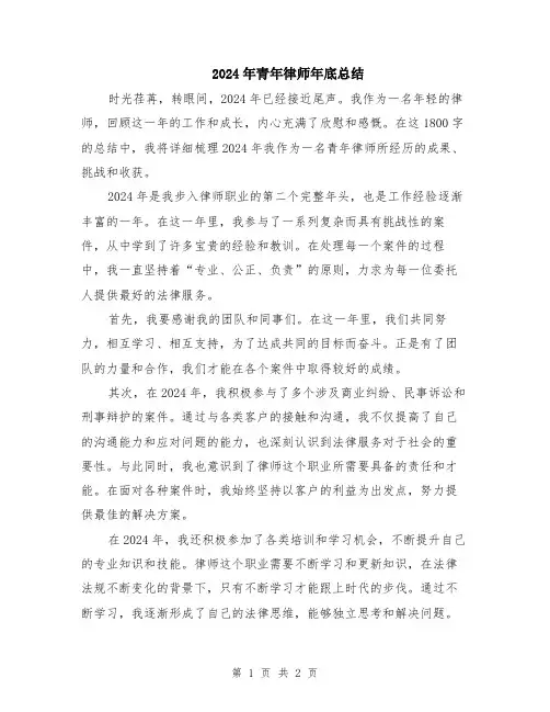 2024年青年律师年底总结