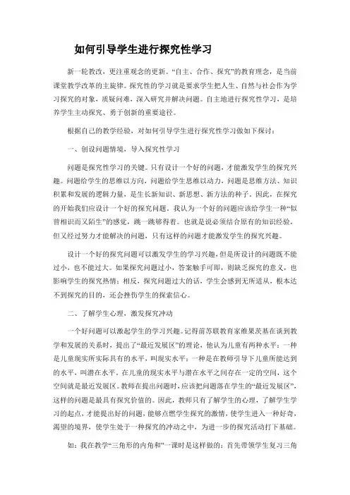 如何引导学生进行探究性学习
