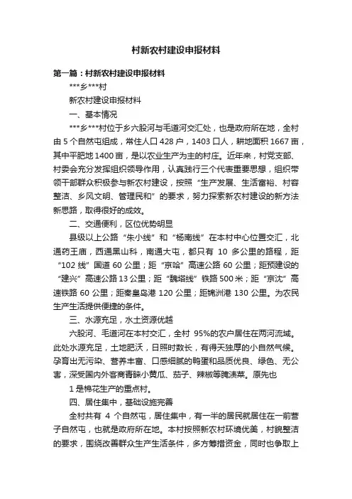 村新农村建设申报材料