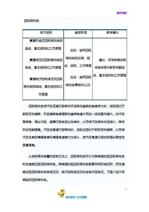 四轮转向1——【汽车精品讲义资料】