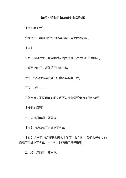 句式：造句扩句与缩句句型转换