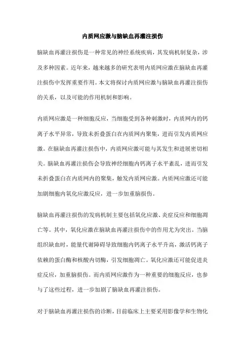 内质网应激与脑缺血再灌注损伤
