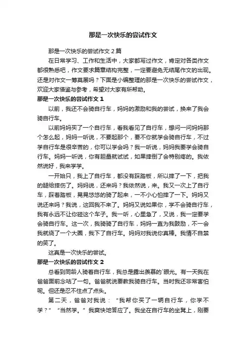 那是一次快乐的尝试作文