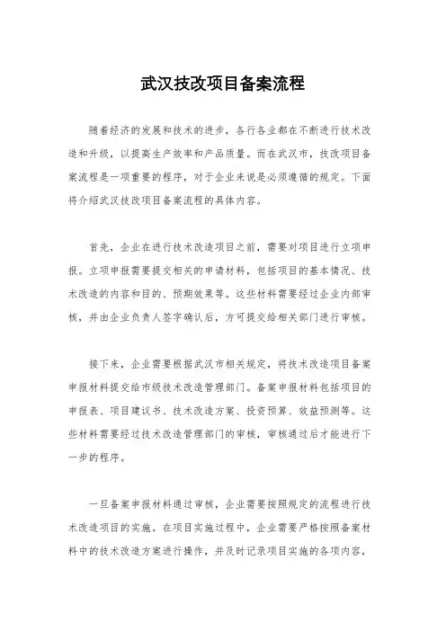 武汉技改项目备案流程