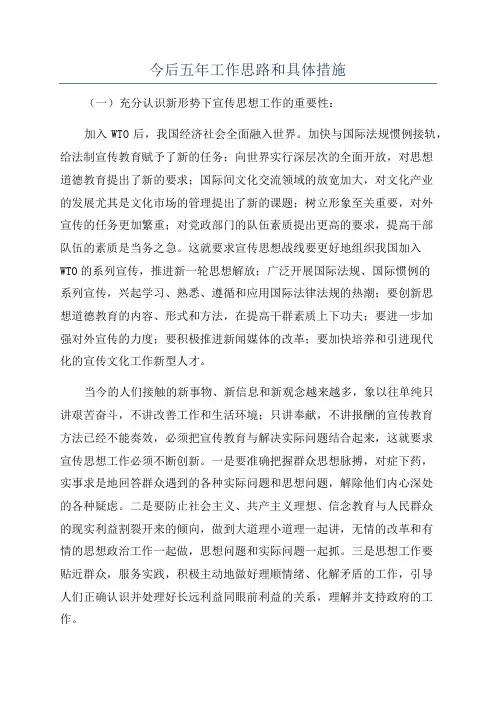 今后五年工作思路和具体措施