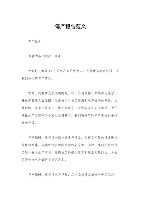 停产报告范文