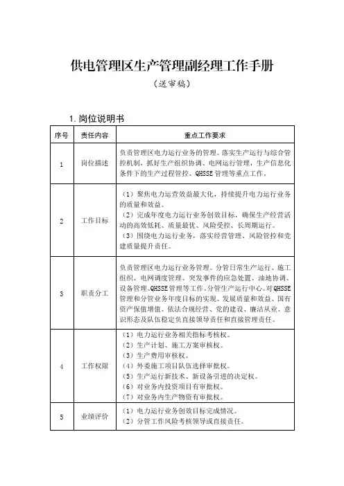 12电力公司-供电管理-生产管理副经理工作手册