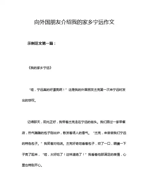 向外国朋友介绍我的家乡宁远作文