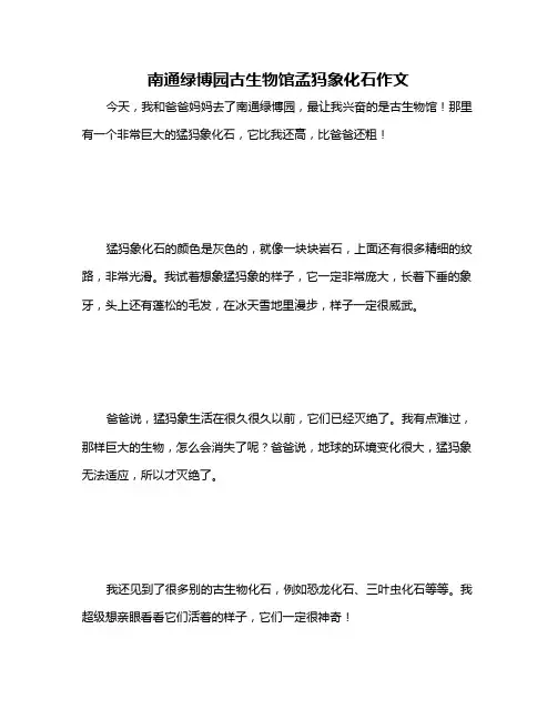 南通绿博园古生物馆孟犸象化石作文