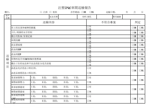 注塑IPQC车间巡检报告
