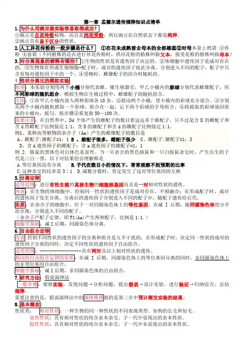 高一生物必修二遗传与进化详细知识点