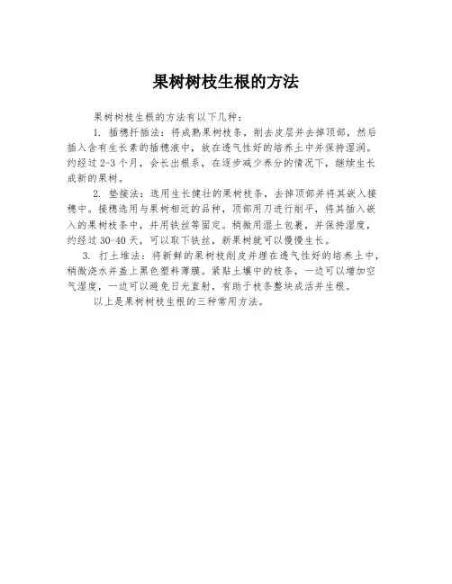 果树树枝生根的方法