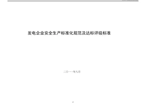 发电企业安全生产标准化规范及达标评级标准(标准)
